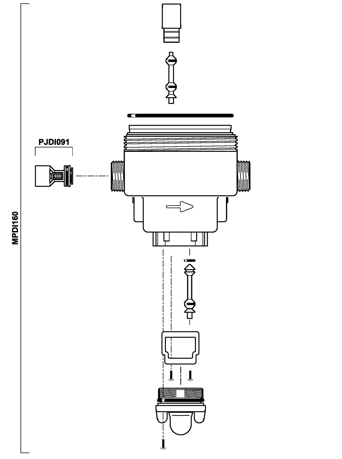 MPDI160VF - pump body blue + seal + bypass switch D07 series