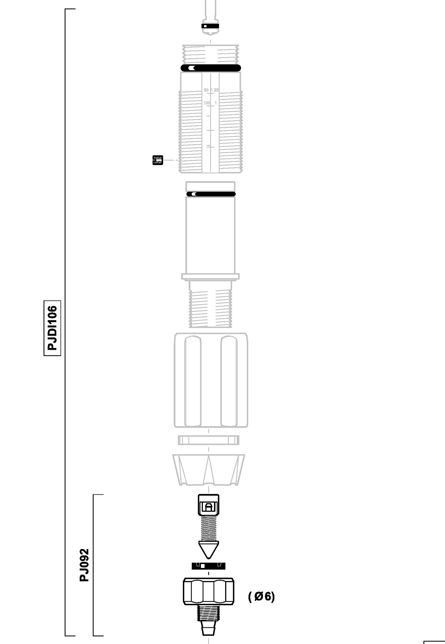 PJDI106 - kit dosing seals + valve + ribbed end piece in VF for D07RE125