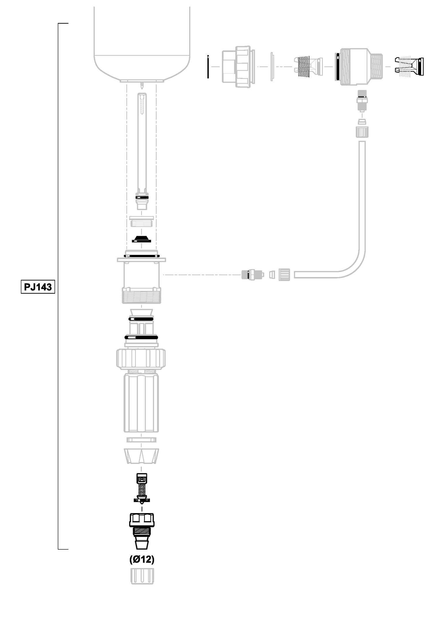 PJ143VF - kit dosing seals + valve + ribbed end piece in VF for D45RE1.5IE