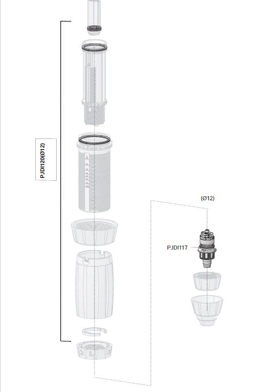 PJDI120VF - kit dosing seals + valve + ribbed end piece in VF