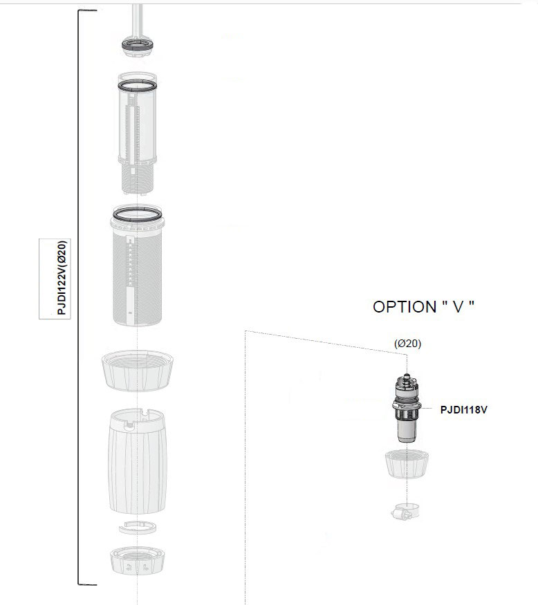 PJDI122VVF - kit dosing seals + valve + ribbed end piece in VF