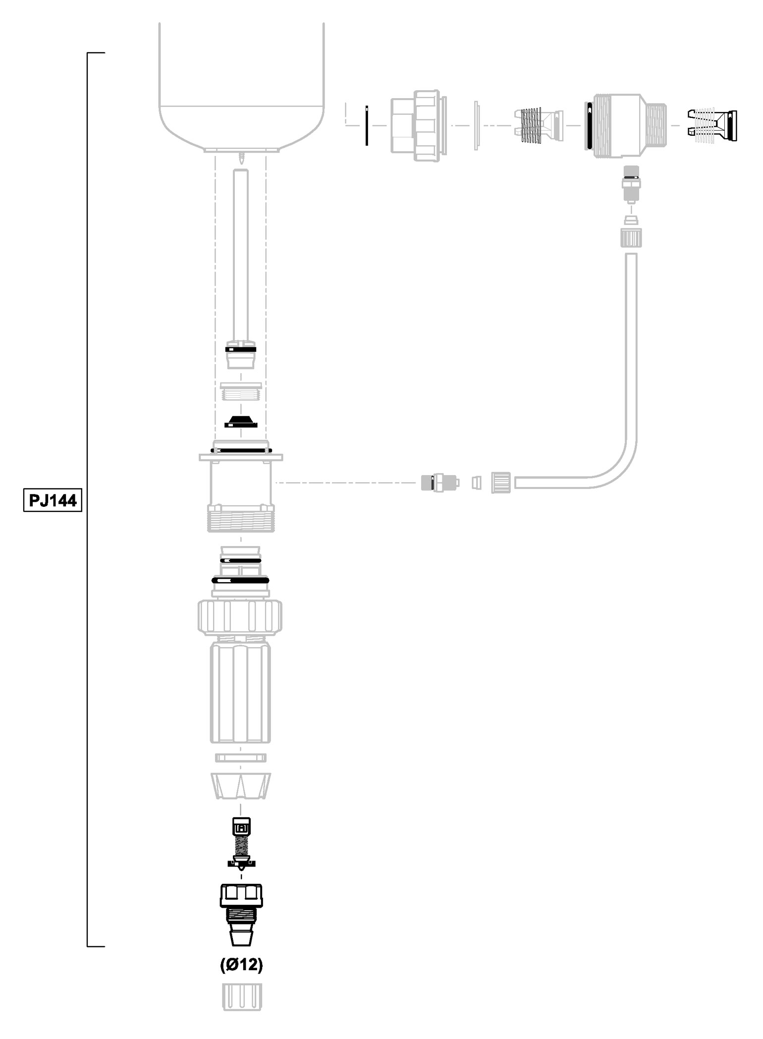 PJ144VF - kit dosing seals + valve + ribbed end piece in VF for D45RE3IE