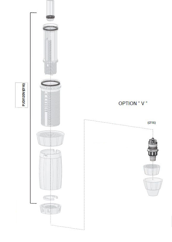 PJDI120VVF - kit dosing seals + valve + ribbed end piece in VF