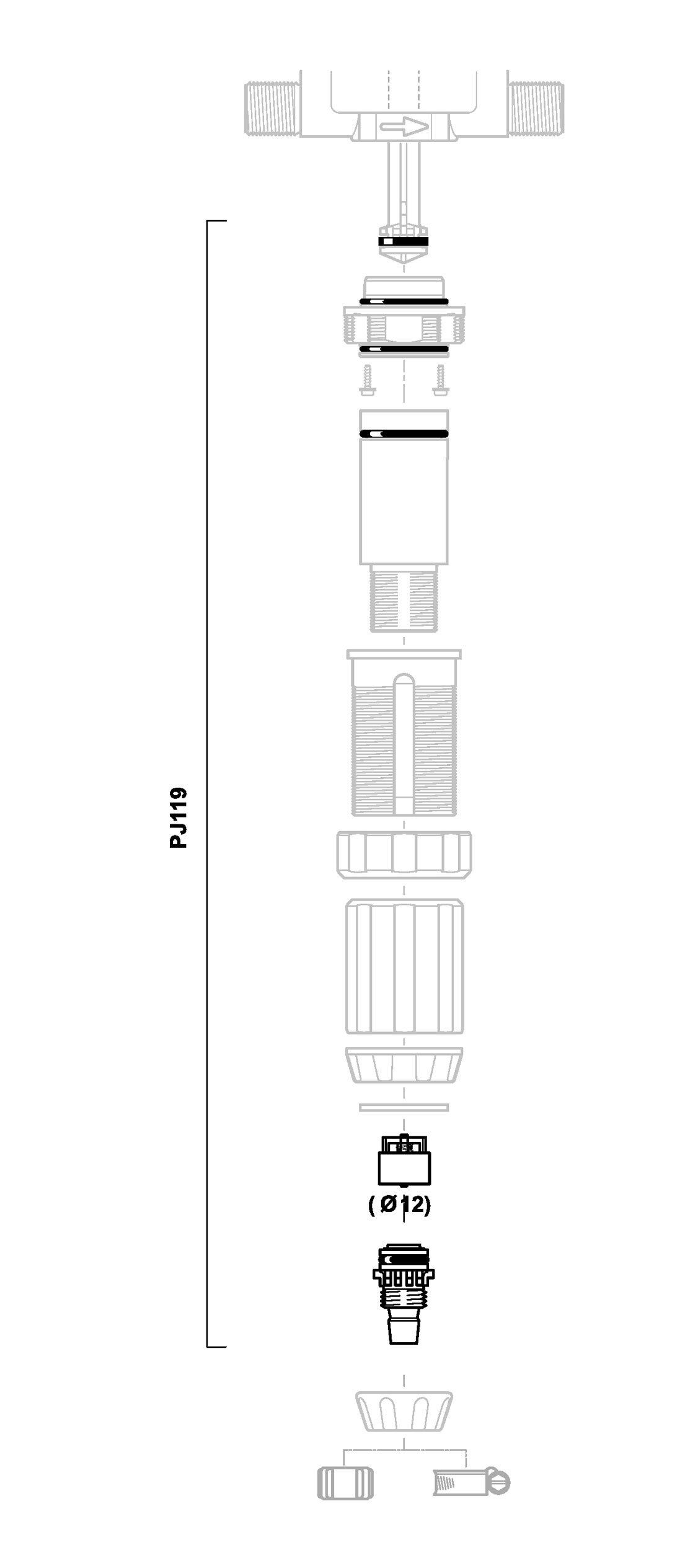 PJ119VF - kit dosing seals + valve + ribbed end piece in VF for D25RE5