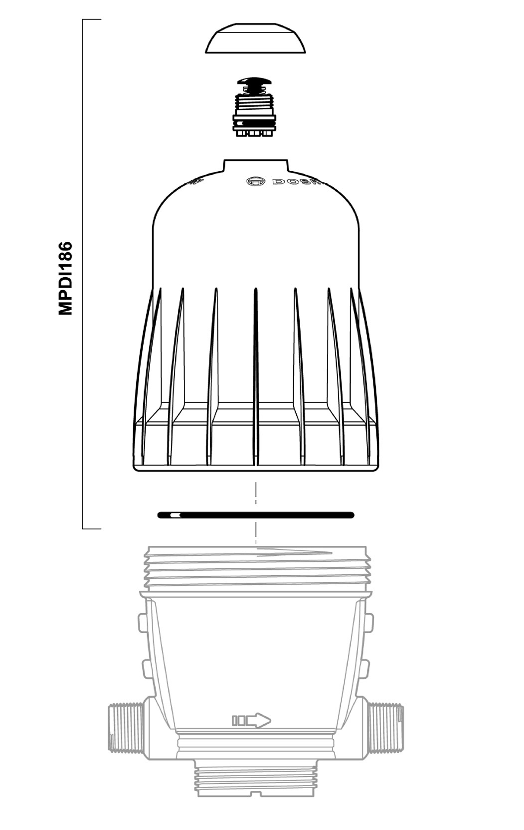 MPDI186 - partial kit upper pump housing + vent + seal D3 series